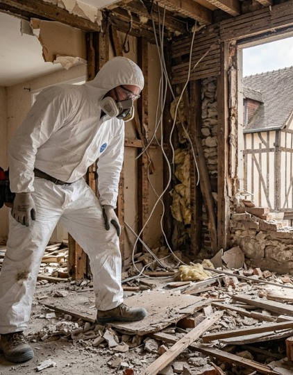 Photo illustrant le repérage amiante avant travaux ou démolition